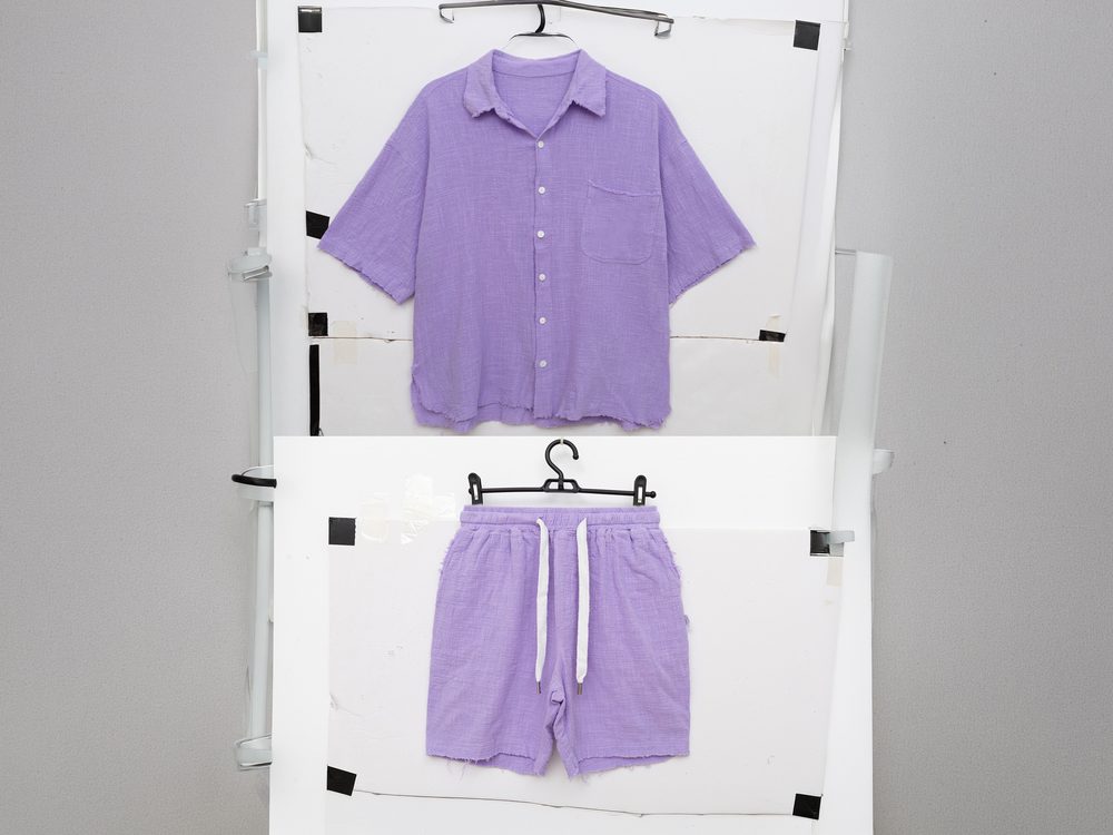 Shirt and shorts set cleanup before